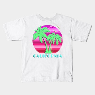 California Palm Trees Sunset Kids T-Shirt